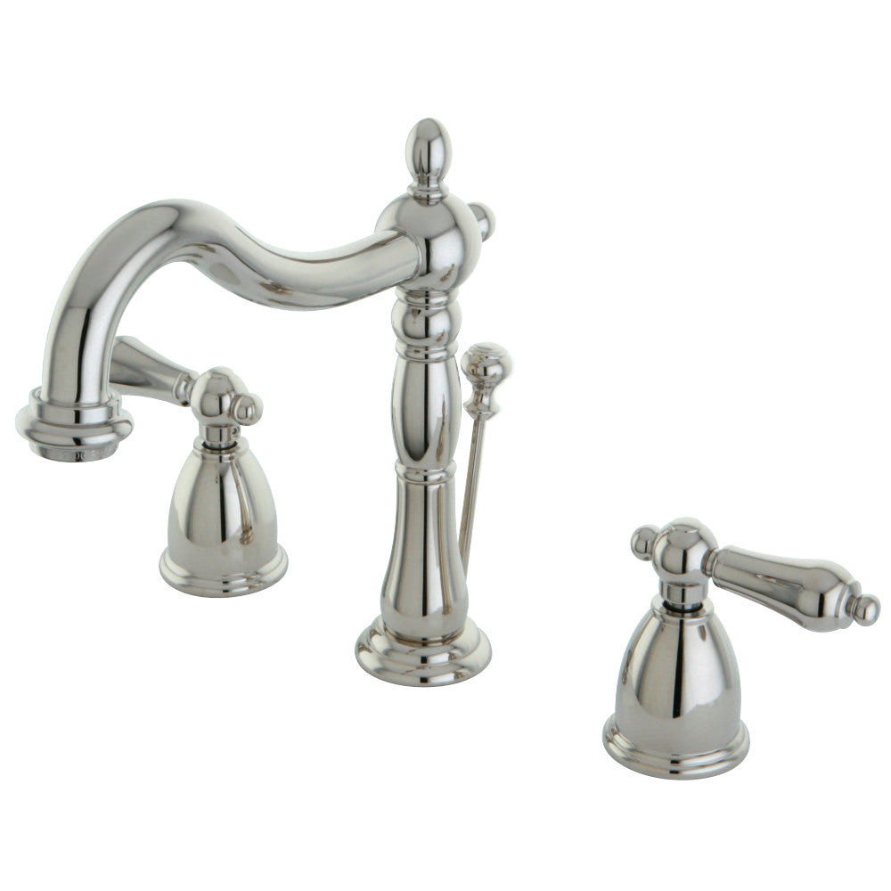 Kingston Brass KB1976AL Heritage Widespread Bathroom Faucet with Brass Pop-Up, Polished Nickel - BNGBath