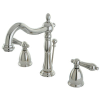 Thumbnail for Kingston Brass KB1976AL Heritage Widespread Bathroom Faucet with Brass Pop-Up, Polished Nickel - BNGBath