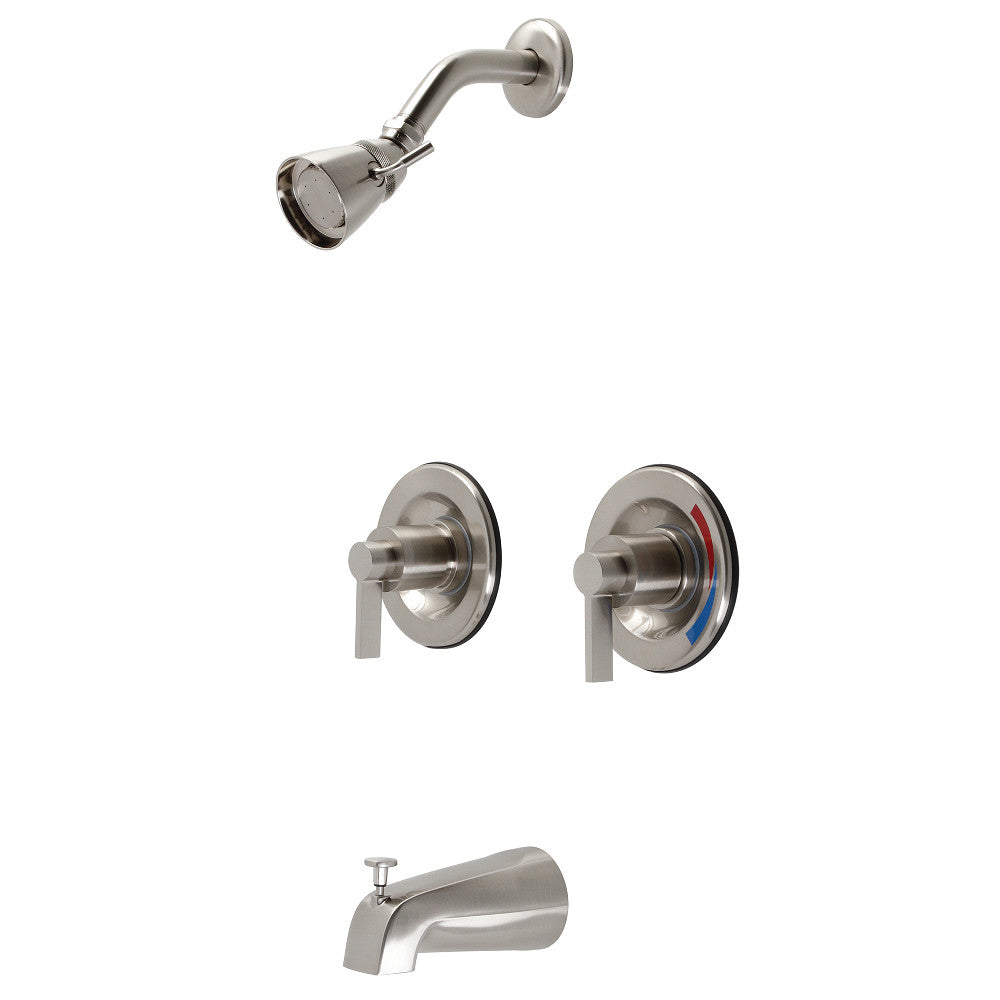 Kingston Brass KB668NDL NuvoFusion Two-Handle Tub and Shower Faucet with Volume Control, Brushed Nickel - BNGBath