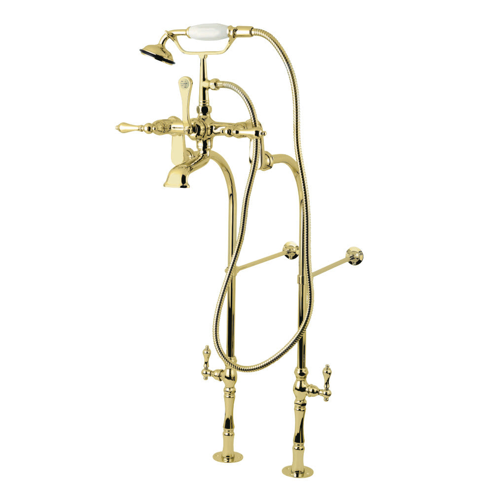 Kingston Brass CCK103T2 Vintage Freestanding Clawfoot Tub Faucet Package with Supply Line, Polished Brass - BNGBath