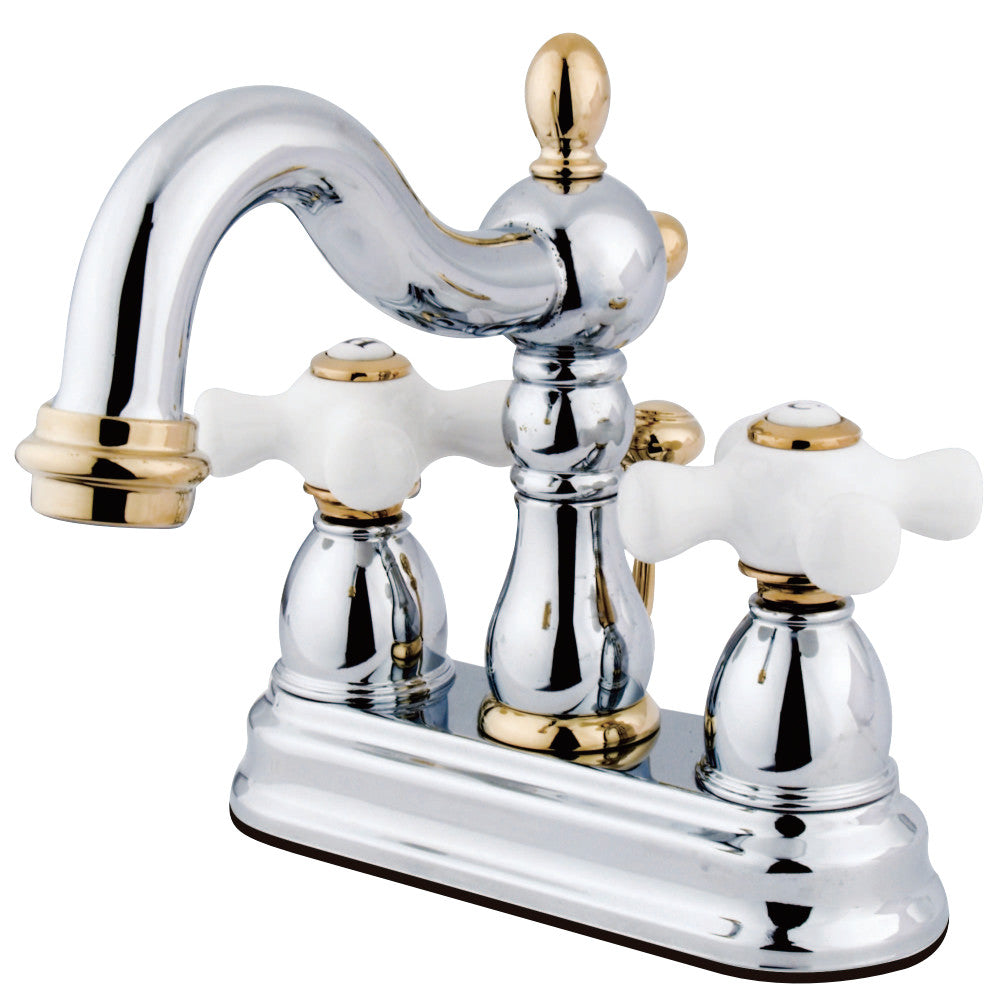 Kingston Brass KB1604PX Heritage 4 in. Centerset Bathroom Faucet, Polished Chrome/Polished Brass - BNGBath