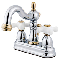 Thumbnail for Kingston Brass KB1604PX Heritage 4 in. Centerset Bathroom Faucet, Polished Chrome/Polished Brass - BNGBath