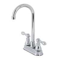 Thumbnail for Kingston Brass KB491ACL American Classic Two-Handle High-Arc Bar Faucet, Polished Chrome - BNGBath