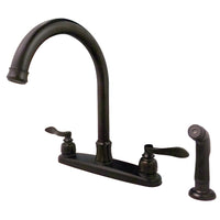 Thumbnail for Kingston Brass FB7795NFLSP NuWave French 8-Inch Centerset Kitchen Faucet with Sprayer, Oil Rubbed Bronze - BNGBath