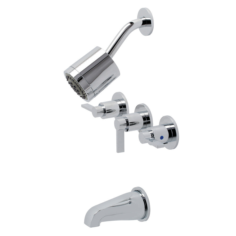 Kingston Brass KBX8131NDL NuvoFusion Three-Handle Tub and Shower Faucet, Polished Chrome - BNGBath
