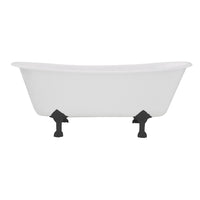 Thumbnail for Aqua Eden VCTND6728NH0 67-Inch Cast Iron Double Slipper Clawfoot Tub (No Faucet Drillings), White/Matte Black - BNGBath