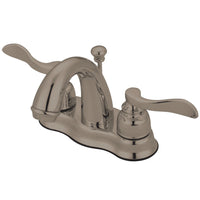 Thumbnail for Kingston Brass KB7618NFL 4 in. Centerset Bathroom Faucet, Brushed Nickel - BNGBath