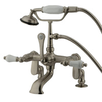 Thumbnail for Kingston Brass CC655T8 Vintage Adjustable Center Deck Mount Tub Faucet, Brushed Nickel - BNGBath