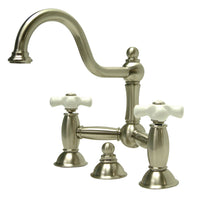 Thumbnail for Kingston Brass KS3918PX Restoration Bathroom Bridge Faucet, Brushed Nickel - BNGBath