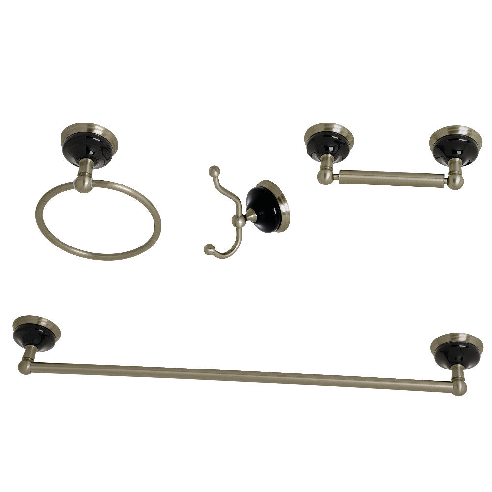 Kingston Brass BAK9111478BN Water Onyx 4-Piece Bathroom Accessory Set, Brushed Nickel - BNGBath