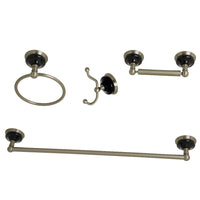 Thumbnail for Kingston Brass BAK9111478BN Water Onyx 4-Piece Bathroom Accessory Set, Brushed Nickel - BNGBath