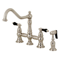 Thumbnail for Kingston Brass KS3278PKLBS Duchess Bridge Kitchen Faucet with Brass Sprayer, Brushed Nickel - BNGBath