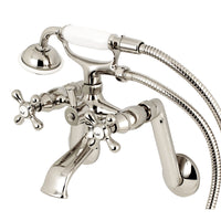Thumbnail for Kingston Brass KS269PN Kingston Tub Wall Mount Clawfoot Tub Faucet with Hand Shower, Polished Nickel - BNGBath