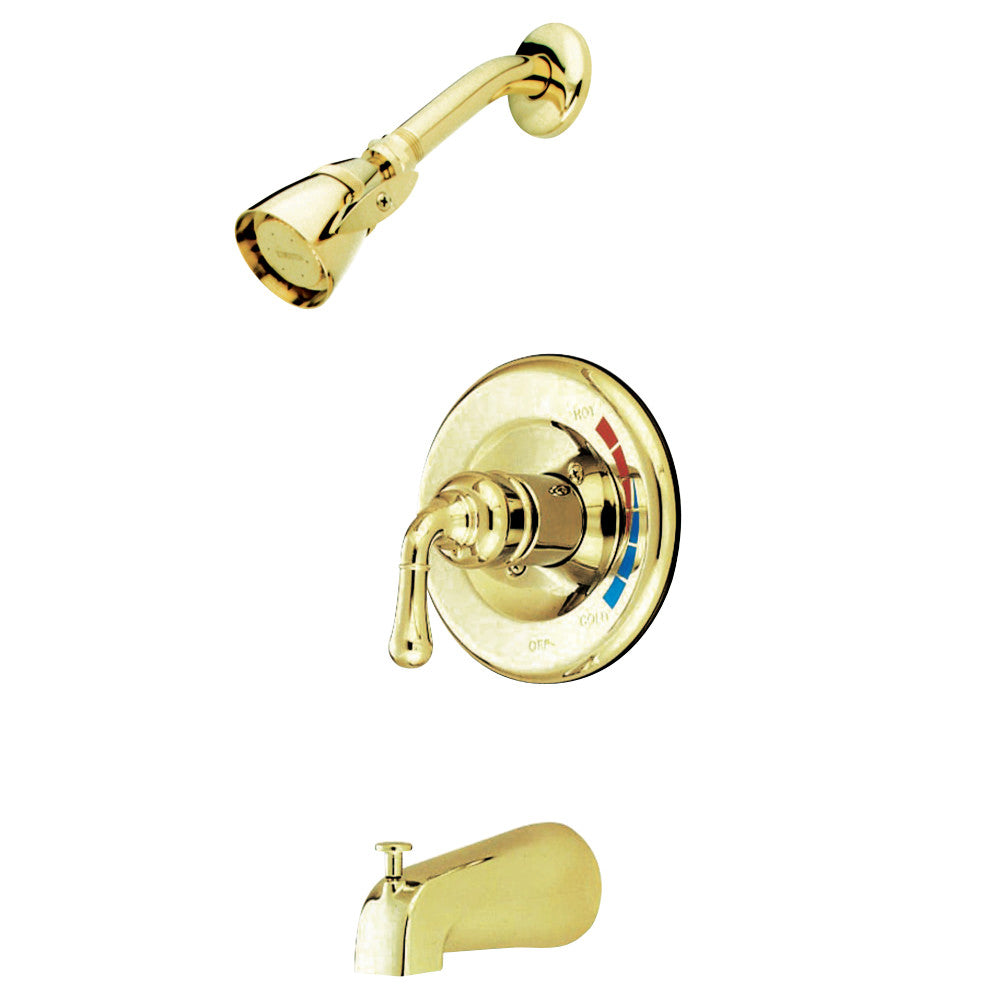 Kingston Brass GKB632 Water Saving Magellan Tub and Shower Faucet with Water Savings Showerhead, Polished Brass - BNGBath