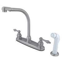 Thumbnail for Kingston Brass KB718AL Victorian Centerset Kitchen Faucet, Brushed Nickel - BNGBath