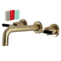 Thumbnail for Kingston Brass KS8123CKL Kaiser Two-Handle Wall Mount Bathroom Faucet, Antique Brass - BNGBath