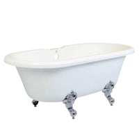 Thumbnail for Aqua Eden VT7DS672924H1 67-Inch Acrylic Double Ended Clawfoot Tub with 7-Inch Faucet Drillings, White/Polished Chrome - BNGBath