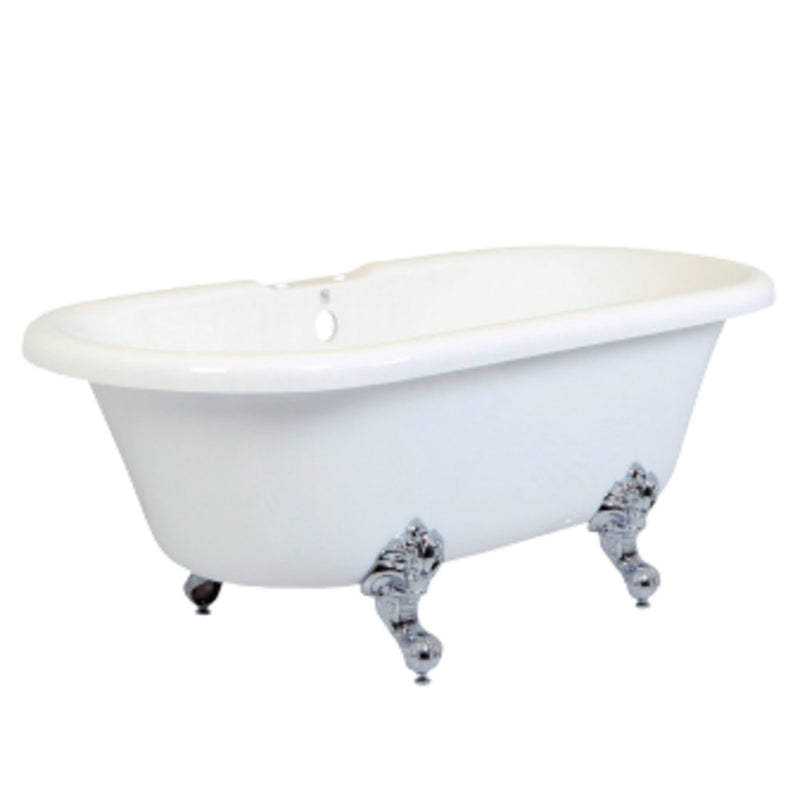 Aqua Eden VT7DS672924H1 67-Inch Acrylic Double Ended Clawfoot Tub with 7-Inch Faucet Drillings, White/Polished Chrome - BNGBath