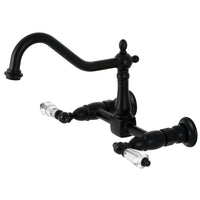 Thumbnail for Kingston Brass KS1240WLL Wilshire Wall Mount Bridge Kitchen Faucet, Matte Black - BNGBath