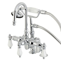 Thumbnail for Kingston Brass CC618T1 Vintage Clawfoot Tub Faucet with Hand Shower, Polished Chrome - BNGBath