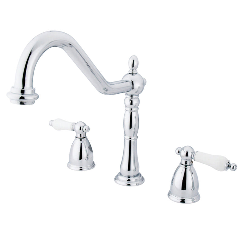 Kingston Brass KB1791PLLS Widespread Kitchen Faucet, Polished Chrome - BNGBath