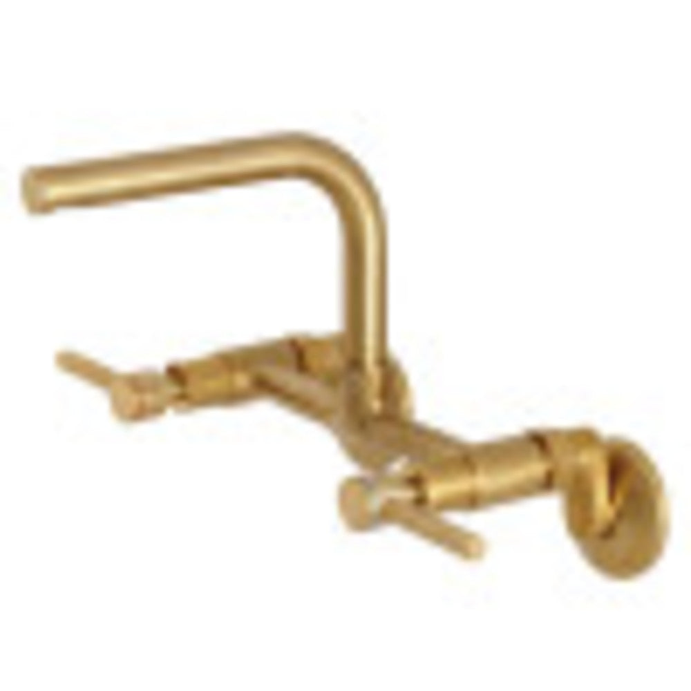 Kingston Brass Concord 8-Inch Adjustable Center Wall Mount Kitchen Faucet, Brushed Brass - BNGBath