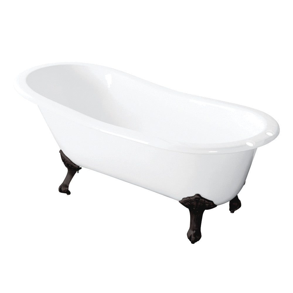 Aqua Eden VCT7D5431B0 54-Inch Cast Iron Slipper Clawfoot Tub with 7-Inch Faucet Drillings, White/Matte Black - BNGBath