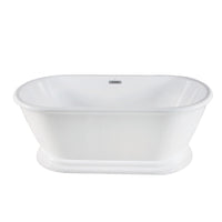 Thumbnail for Aqua Eden VTDE602824 60-Inch Acrylic Double Ended Pedestal Tub with Square Overflow and Pop-Up Drain, White - BNGBath