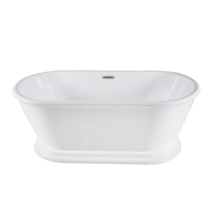 Aqua Eden VTDE602824 60-Inch Acrylic Double Ended Pedestal Tub with Square Overflow and Pop-Up Drain, White - BNGBath