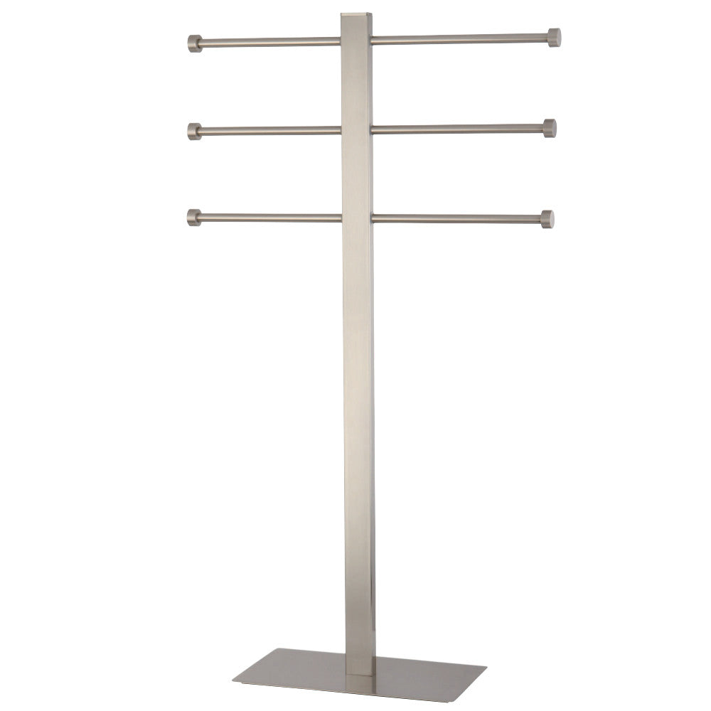 Kingston Brass CCS6028 Freestanding Stainless Steel Towel Holder with Rectangular Base, Brushed Nickel - BNGBath
