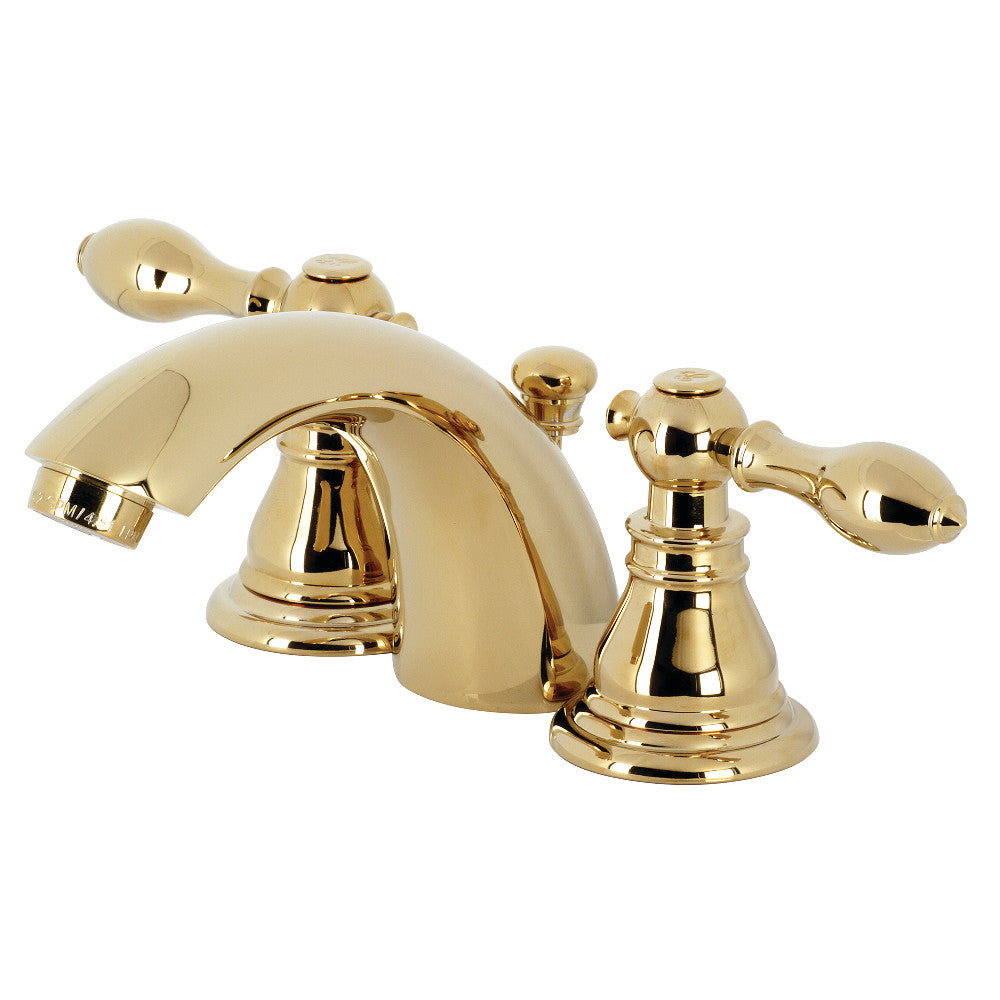 Kingston Brass KB952ACL American Classic Mini-Widespread Bathroom Faucet with Plastic Pop-Up, Polished Brass - BNGBath