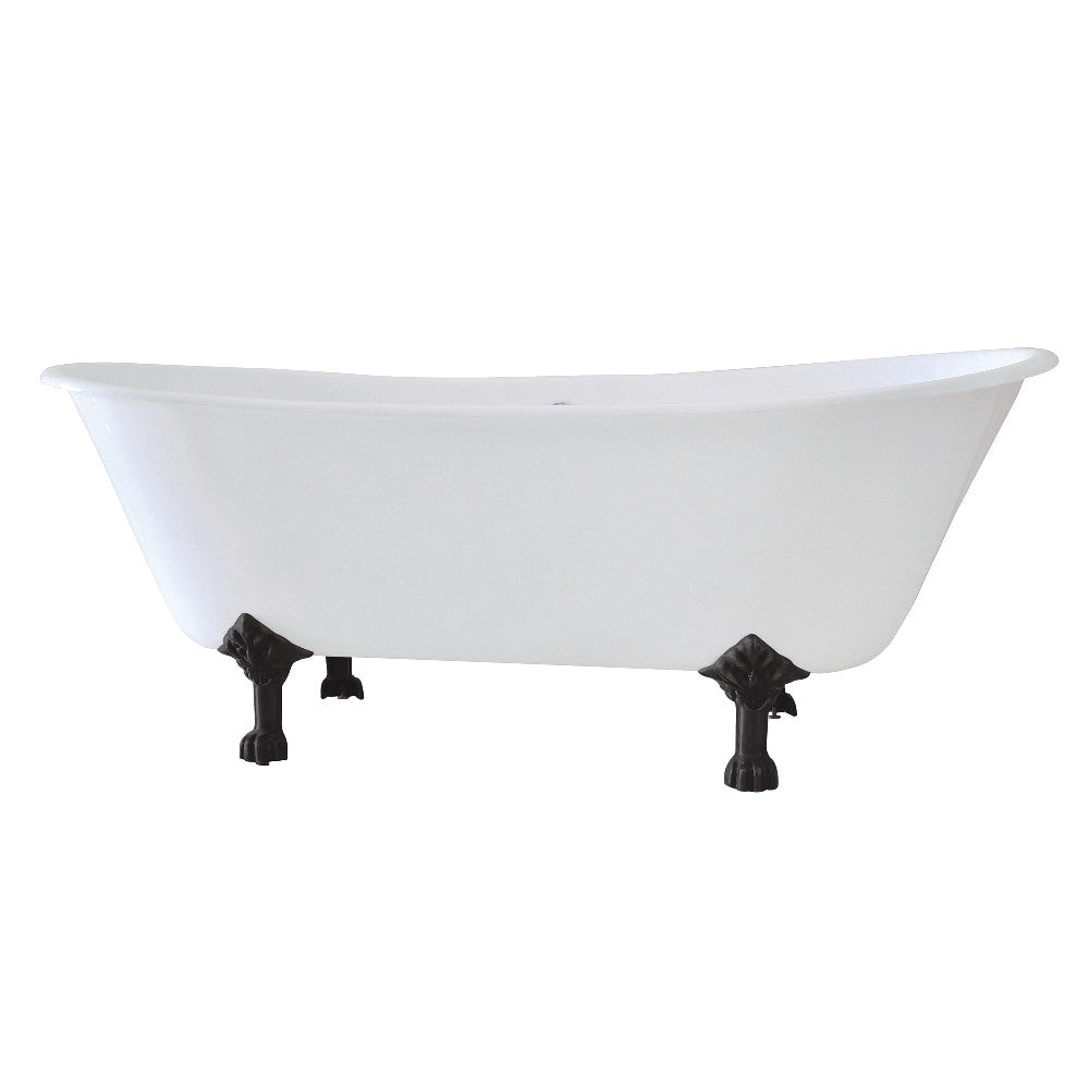 Aqua Eden VCT7D6728NH0 67-Inch Cast Iron Double Slipper Clawfoot Tub with 7-Inch Faucet Drillings, White/Matte Black - BNGBath