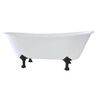 Thumbnail for Aqua Eden VCT7D6728NH0 67-Inch Cast Iron Double Slipper Clawfoot Tub with 7-Inch Faucet Drillings, White/Matte Black - BNGBath