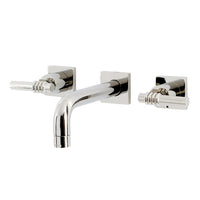 Thumbnail for Kingston Brass KS6126ML Milano Two-Handle Wall Mount Bathroom Faucet, Polished Nickel - BNGBath