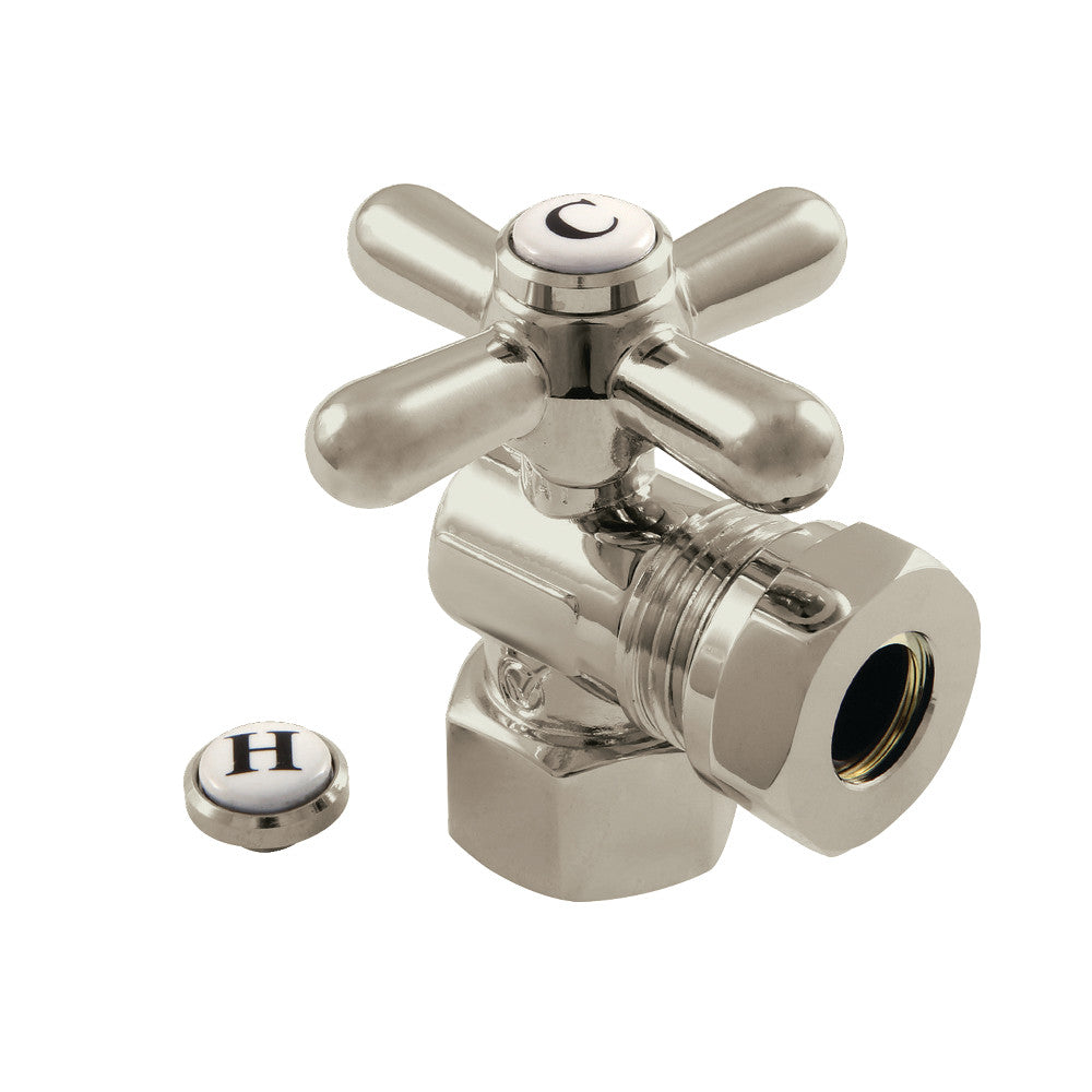 Kingston Brass CC44108X 1/2" FIP X 1/2" or 7/16" Slip Joint Angle Stop Valve, Brushed Nickel - BNGBath