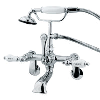 Thumbnail for Kingston Brass CC54T1 Vintage Wall Mount Clawfoot Tub Faucet with Hand Shower, Polished Chrome - BNGBath