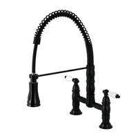 Thumbnail for Gourmetier GS1270PL Heritage Two-Handle Deck-Mount Pull-Down Sprayer Kitchen Faucet, Matte Black - BNGBath
