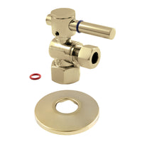 Thumbnail for Kingston Brass CC43102DLK 1/2-Inch FIP X 3/8-Inch OD Comp Quarter-Turn Angle Stop Valve with Flange, Polished Brass - BNGBath