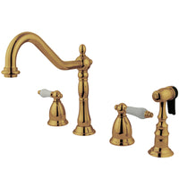 Thumbnail for Kingston Brass KS1792PLBS Widespread Kitchen Faucet, Polished Brass - BNGBath