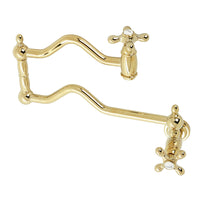 Thumbnail for Kingston Brass KS2102AX Heritage Wall Mount Pot Filler, Polished Brass - BNGBath