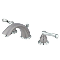 Thumbnail for Kingston Brass KB8967FL 8 in. Widespread Bathroom Faucet, Brushed Nickel/Polished Chrome - BNGBath