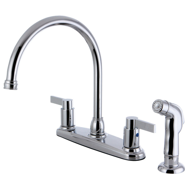 Kingston Brass FB2791NDLSP NuvoFusion 8-Inch Centerset Kitchen Faucet with Sprayer, Polished Chrome - BNGBath