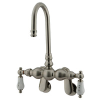 Thumbnail for Kingston Brass CC85T8 Vintage Adjustable Center Wall Mount Tub Faucet, Brushed Nickel - BNGBath