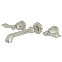 Thumbnail for Kingston Brass KS7128AL Two-Handle Wall Mount Bathroom Faucet, Brushed Nickel - BNGBath