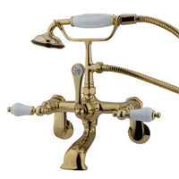 Thumbnail for Kingston Brass CC55T2 Vintage Adjustable Center Wall Mount Tub Faucet, Polished Brass - BNGBath