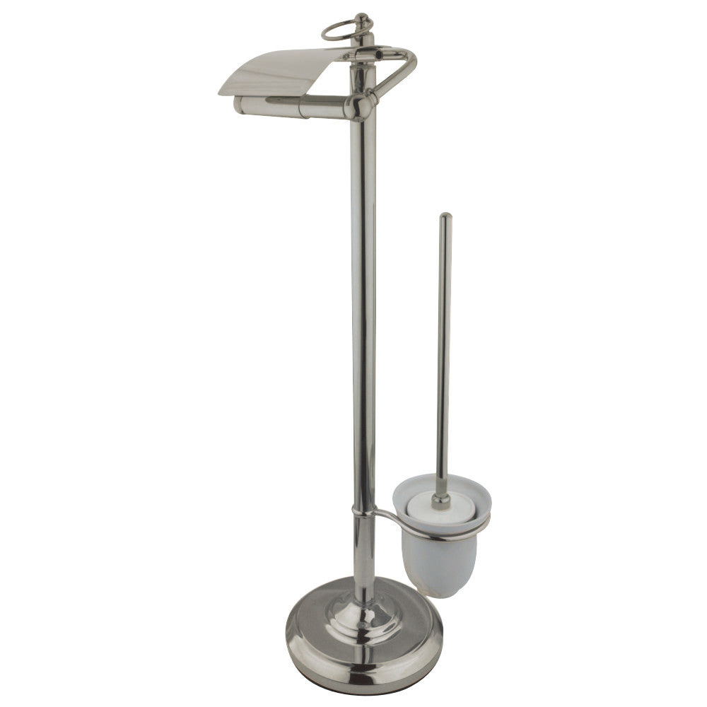 Kingston Brass CC2018 Pedestal Toilet Paper Holder Stand with Brush, Brushed Nickel - BNGBath