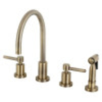 Thumbnail for Kingston Brass KS8723DLBS Concord 8-Inch Widespread Kitchen Faucet with Brass Sprayer, Antique Brass - BNGBath