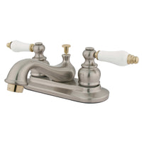 Thumbnail for Kingston Brass GKB609B 4 in. Centerset Bathroom Faucet, Brushed Nickel/Polished Brass - BNGBath