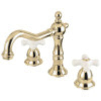 Thumbnail for Kingston Brass CC59L2 8 to 16 in. Widespread Bathroom Faucet, Polished Brass - BNGBath