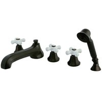 Thumbnail for Kingston Brass KS43055PX Roman Tub Faucet with Hand Shower, Oil Rubbed Bronze - BNGBath